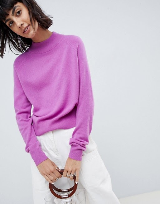 Asos white 100% cashmere jumper with turtle neck, €131.34 at asos.com